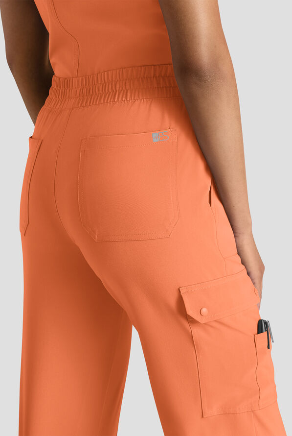 Easy STRETCH Ayo Women's 10-Pocket Cargo Scrub Pants - Petite - Coral Haze - 4