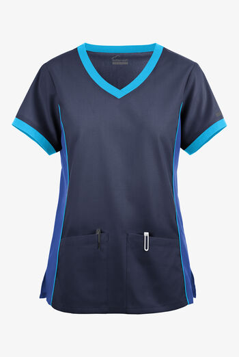 Butter-Soft Originals Women's 4-Pocket V-Neck Tri-Colorblock Scrub Top