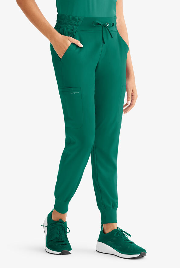 HH Works by Healing Hands Rhea Women's 6-Pocket STRETCH Cargo Jogger Scrub Pants - Hunter - 1