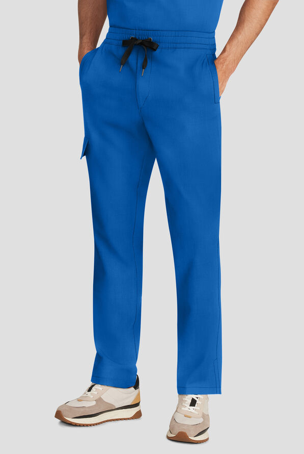 Healing Hands Quest Men's 4-Pocket STRETCH Straight Leg Drawstring Cargo Scrub Pant - Royal - 1