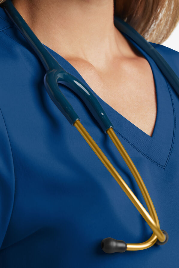 Blusa m&eacute;dica MOVEMENT by Butter-Soft Antares STRETCH con cuello en V y 6 bolsillos para mujer - Royal - 5