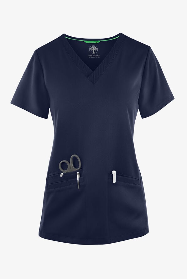 Blusa médica HH Works by Healing Hands Mariah con cuello en V - Navy - 1
