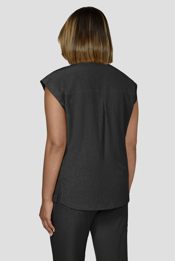 koi Basics Kenley Women's STRETCH 3-Pocket Dolman Sleeve Crew Neck Scrub Top - Black - 4