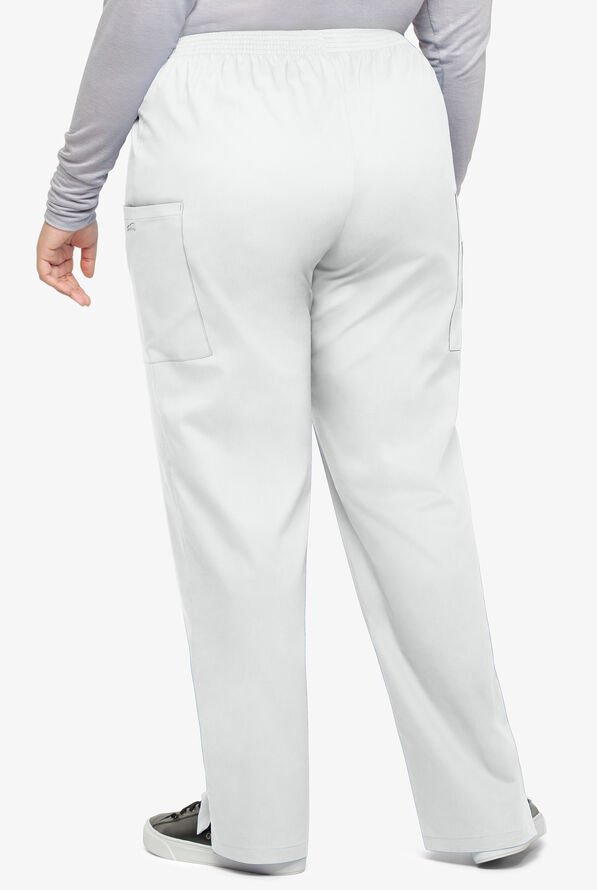 Butter-Soft STRETCH Women's 3-Pocket Plus Size Pull On Scrub Pants - White - 2