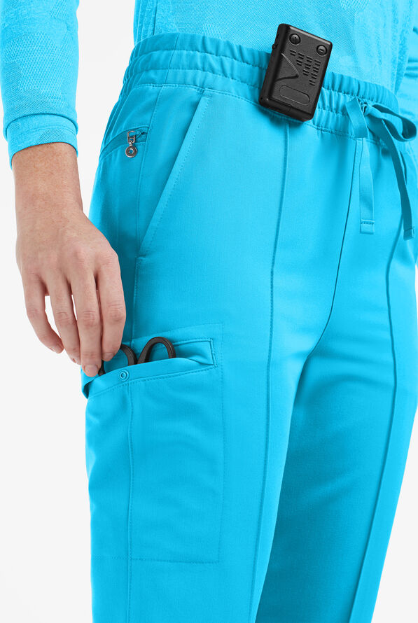Movement by Butter-Soft Capricorn Women’s 7-Pocket Skinny Pintuck Scrub Pants - Turquoise - 3