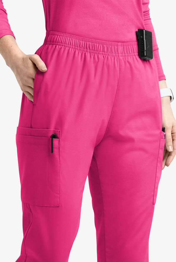 Butter-Soft Originals Women's 7-Pocket Tapered Jogger Cargo Scrub Pants - Fuchsia - 2