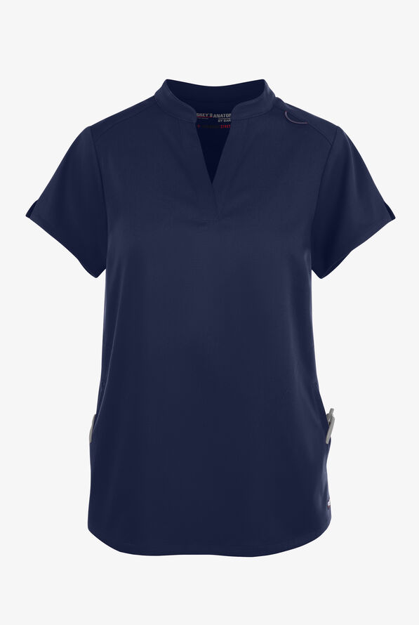 Blusa médica Grey's Anatomy™ by Barco Spandex STRETCH Avery con cuello mao y 2 bolsillos para mujer - Indigo - 1