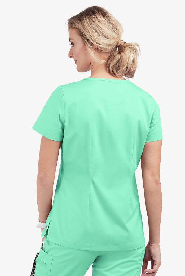 Blusa m&eacute;dica Butter-Soft STRETCH con cuello en V y 2 bolsillos para mujer - Jadelime - 4