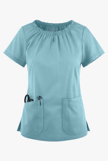 Butter-Soft STRETCH Women's 6-Pocket Short Sleeve Peasant Style Scrub Top