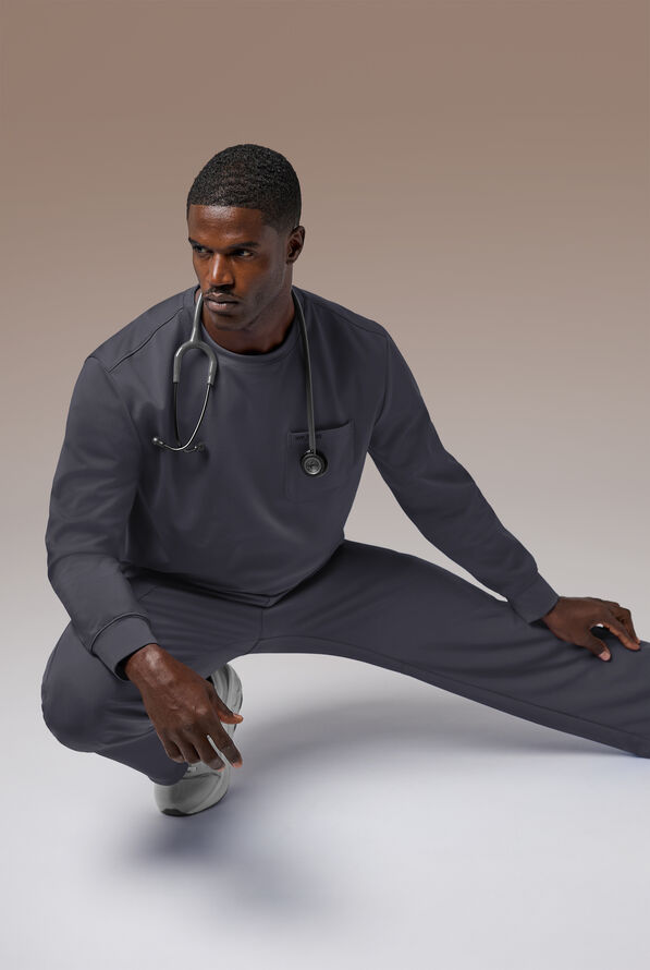 Hypothesis Omni Base Men's Knit Crew Neck Scrub Pullover - Pewter - 6