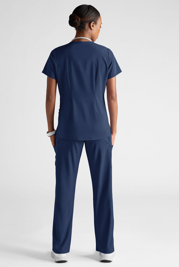 Easy STRETCH Women's 8-Pocket Scrub Set - Petite - Navy - 3