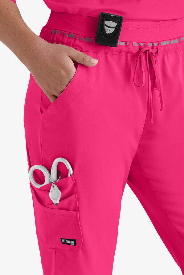 Grey's Anatomy by Barco Spandex STRETCH Serena Women's 7-Pocket Cargo Scrub Pants - Vibrance Pink - 2