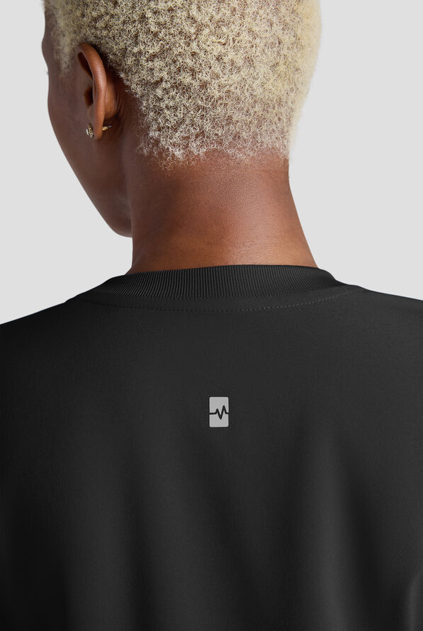 Easy STRETCH Anya Women's 2-Pocket Relaxed Crew Neck Scrub Top - Onyx Black - 6