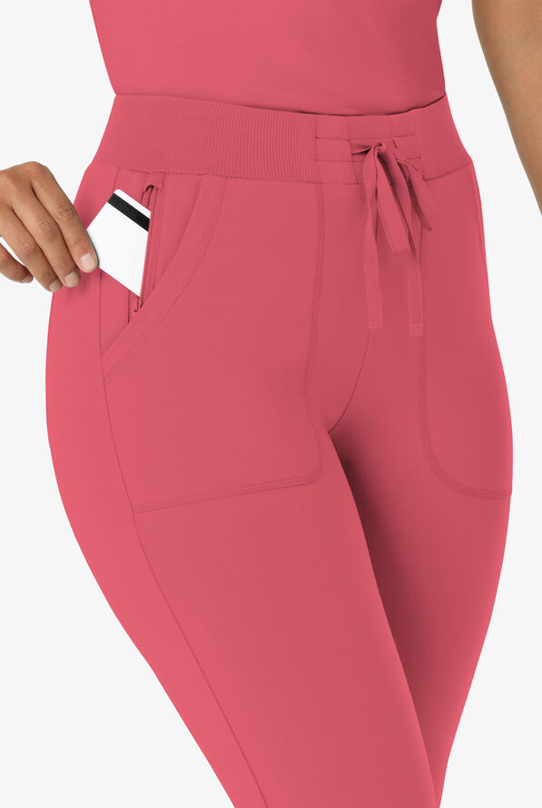 Wink Renew Knit Women's 5-Pocket STRETCH Ankle Zip Track Scrub Pants - Ruby - 3