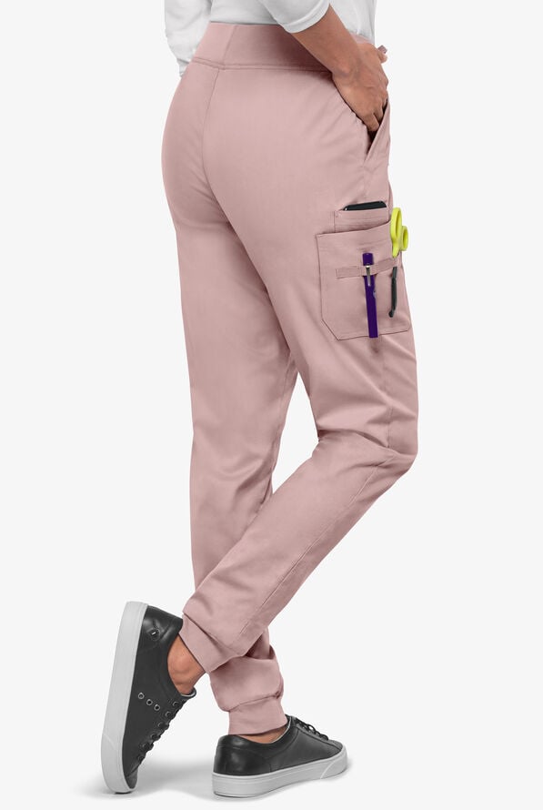 Butter-Soft STRETCH Women's 5-Pocket Cargo Jogger Scrub Pants - Mauve Shadow - 4