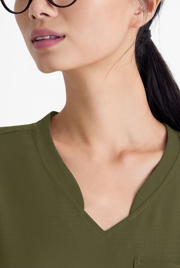 Grey's Anatomy by Barco Evolve STRETCH Sway Women's 1-Pocket Tuck In V-Neck Scrub Top - Fern - 3