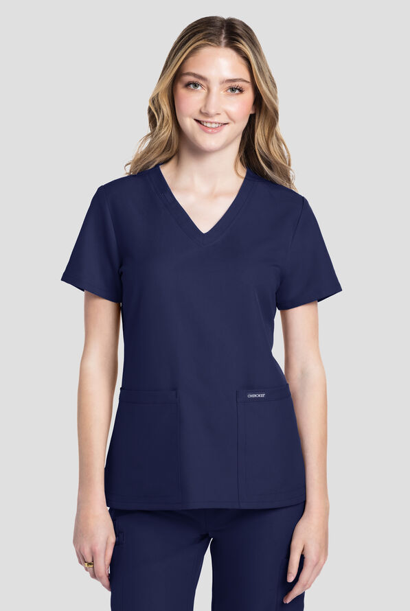 Blusa m&eacute;dica Cherokee Workwear Originals Ultra con cuello en V y 2 bolsillos para mujer - Navy - 2