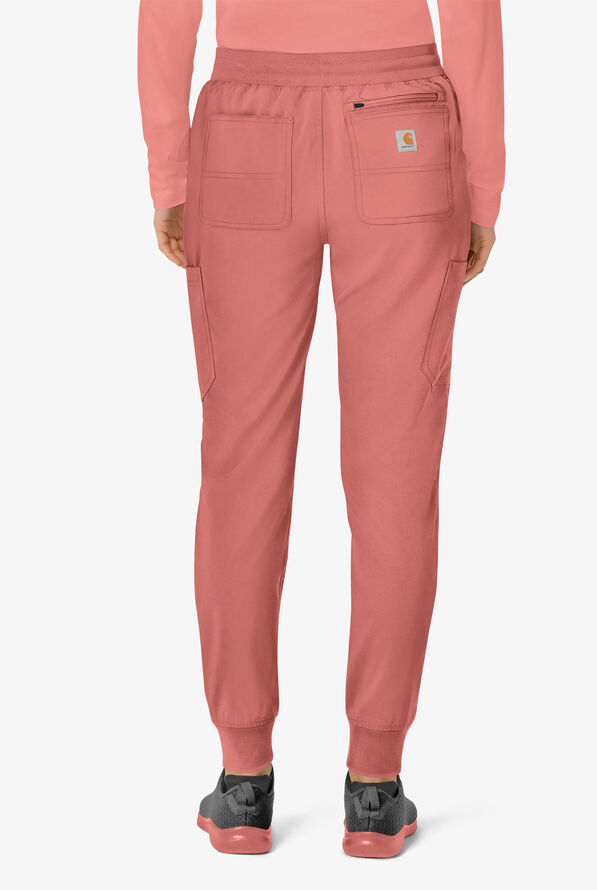 Carhartt Cross-Flex Force Women's 8-Pocket STRETCH Knit Cuff Cargo Jogger Scrub Pants - Wild Rose - 2