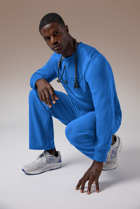 Hypothesis Omni Base Men's Knit Crew Neck Scrub Pullover - Royal - 6