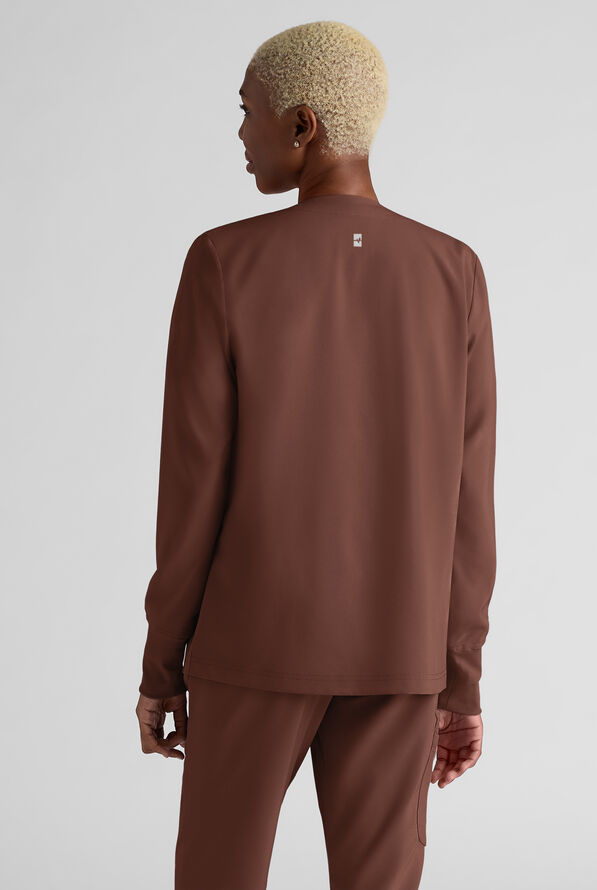 Easy STRETCH Rachel Women's 3-Pocket Snap Front Scrub Jacket - Double Espresso - 2