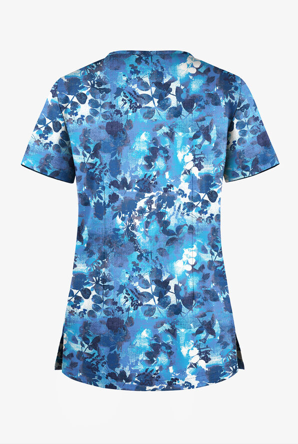 Butter-Soft STRETCH Mystic Floral Ceil Women's 1-Pocket V-Neck Print Scrub Top - null - 2
