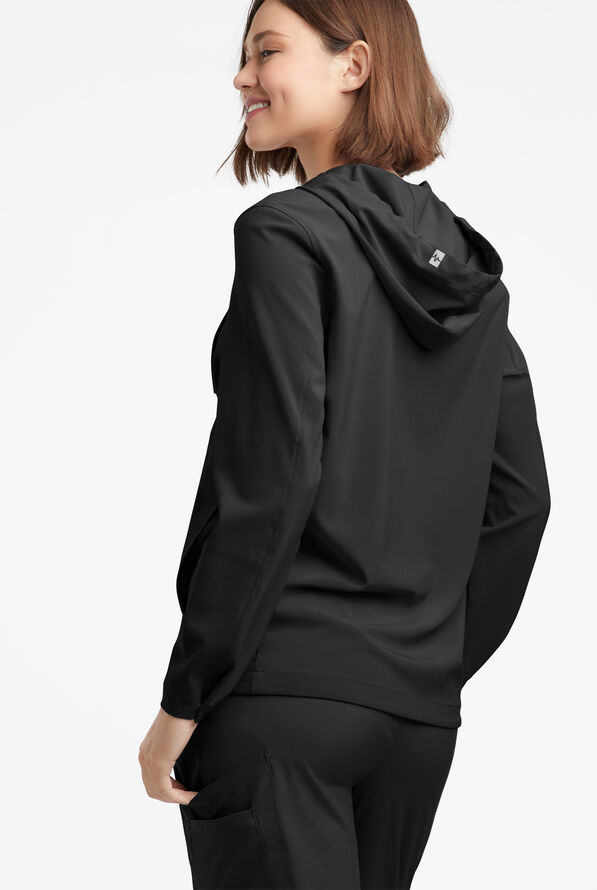 Easy STRETCH Billie Women’s 4-Pocket Pullover Scrub Hoodie - Onyx Black - 3