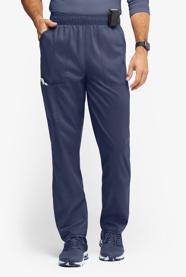 UA Exclusive Cherokee Workwear Revolution Men's 5-Pocket STRETCH Mesh Trim Drawstring Scrub Pants - Navy - 1