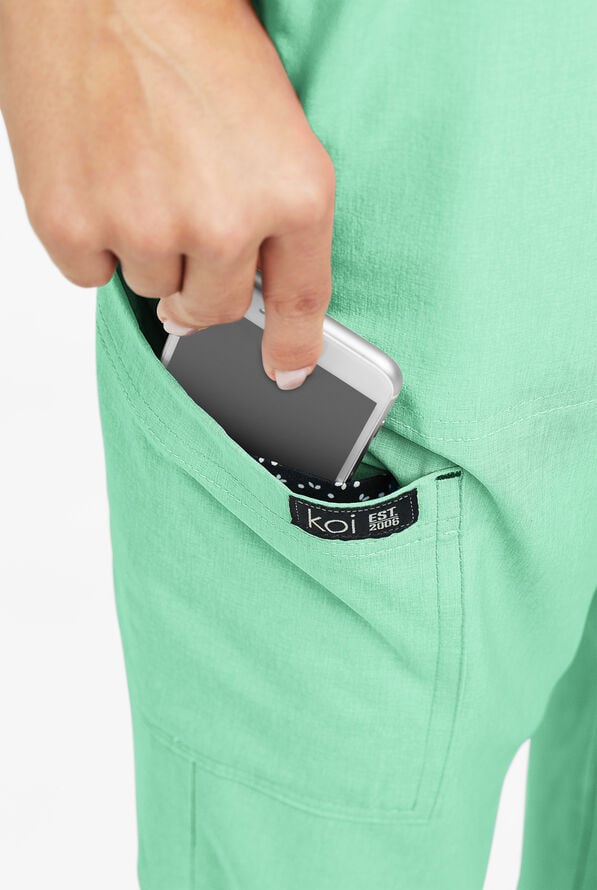 koi Basics Holly Women's 8-Pocket STRETCH Cargo Scrub Pants - Heather Jelly Mint - 2