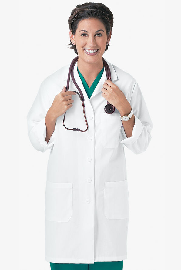 Fashion Seal Women's 35" 3-Pocket Lab Coat - White - 1