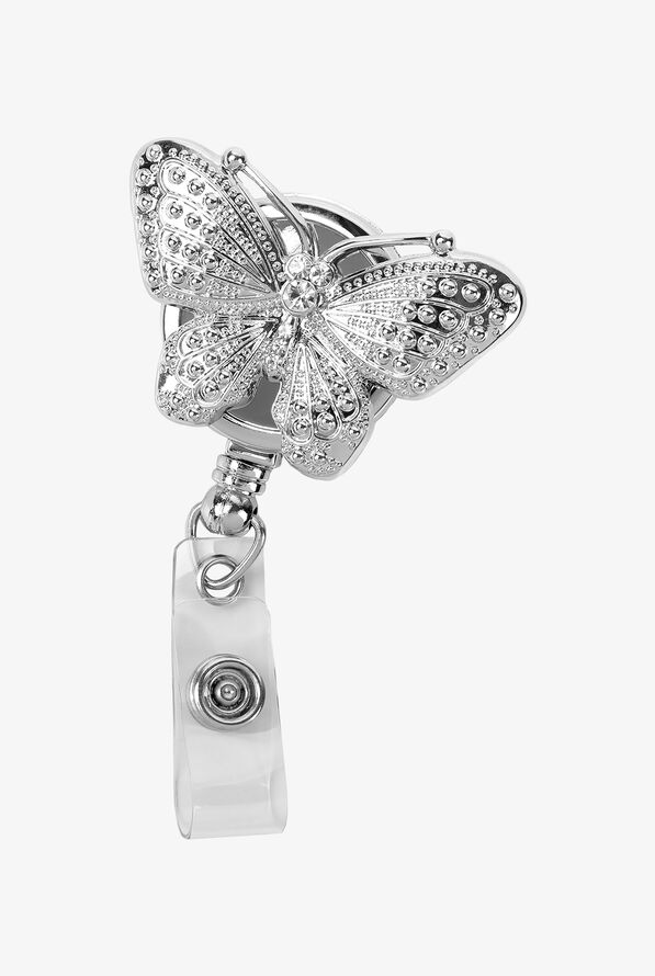 Boojee Silver Butterfly Retractable ID Badge Holder - null - 1