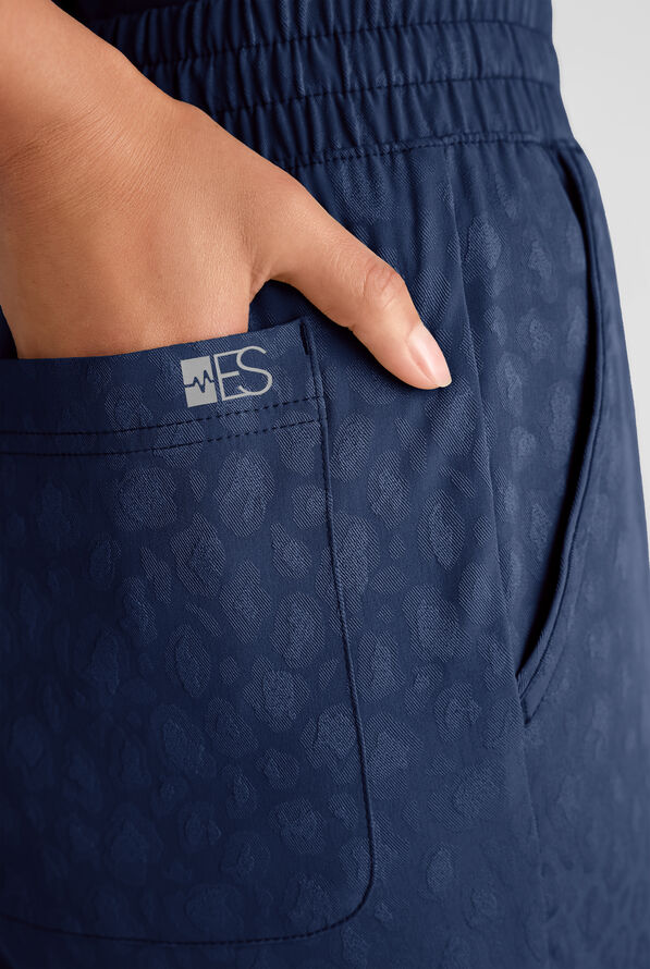 Easy STRETCH Naya Women's Jacquard 6-Pocket Straight Leg Scrub Pant - Navy - 2