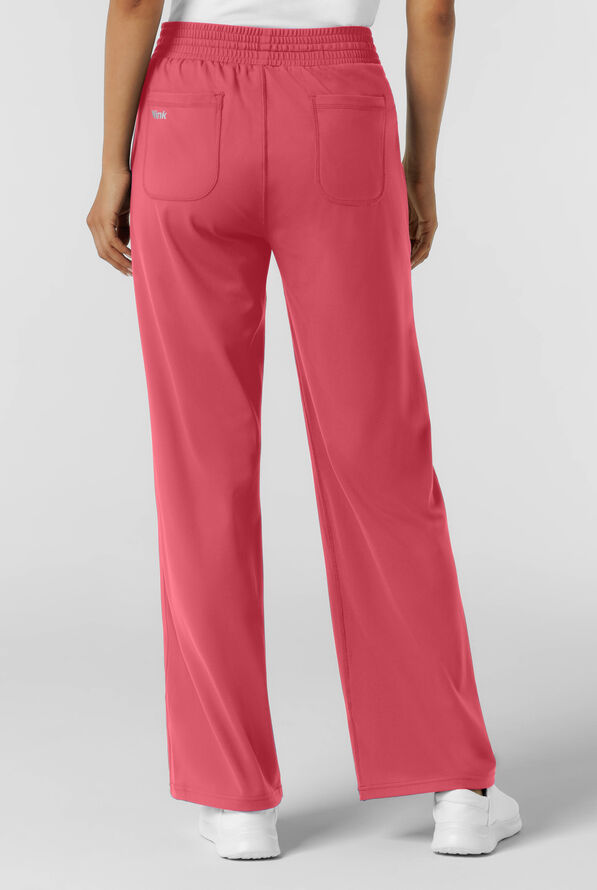 Wink Renew Knit Women's 5-Pocket STRETCH Drawstring Wide Leg Scrub Pants - Ruby - 2
