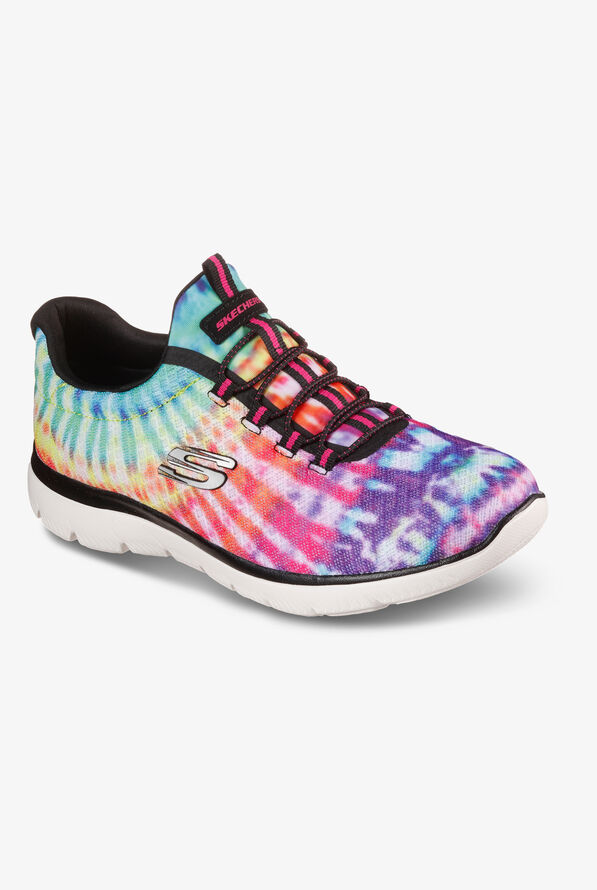 Skechers Sport Women's Summits Looking Groovy Black/Multi Athletic Slip On Nursing Shoes - null - 4