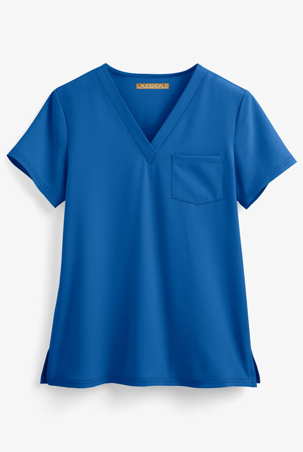 Lauderdale By UA Acacia Women's 1-Pocket Short Sleeve STRETCH Scrub Top - Royal - 1