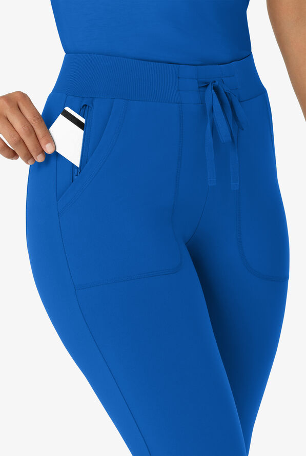 Wink Renew Knit Women's 5-Pocket STRETCH Ankle Zip Track Scrub Pants - Royal - 3