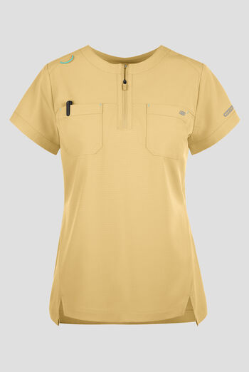 Skechers by Barco Ripstop Trek Women's 2-Pocket STRETCH Rounded Zip Neck Tuck In Scrub Top