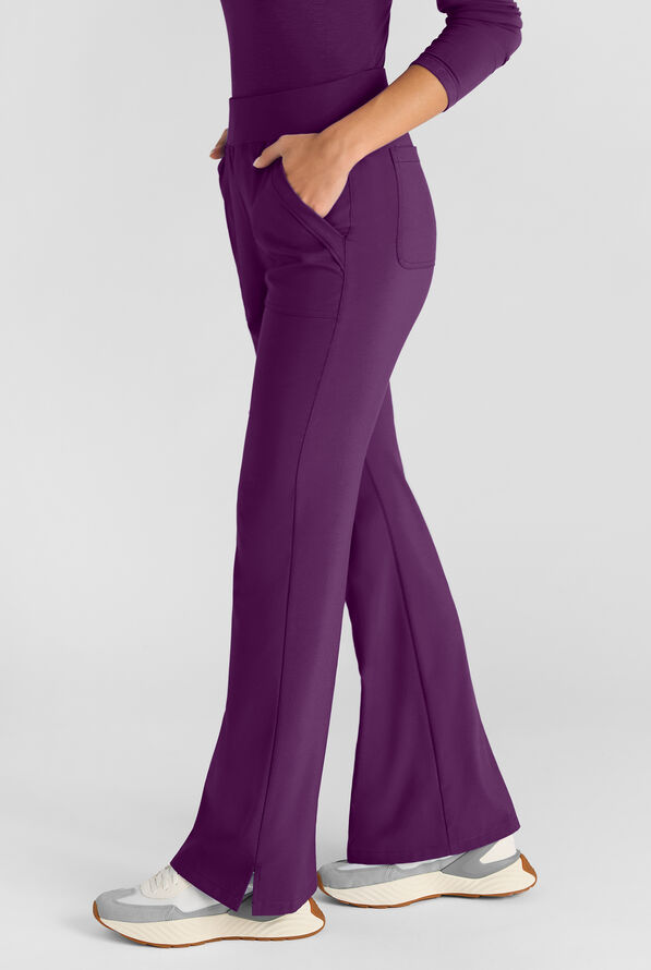 Easy STRETCH Sydney Women's Flare Leg Scrub Pants – 2-Piece Jumpsuit Bottom - Eggplant - 2