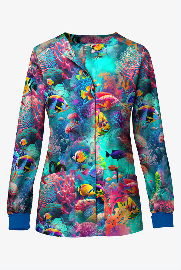 Blusa médica estampada UA Butter-Soft STRETCH Abstract Butterflies Black con 1 bolsillo para mujer - null - 1