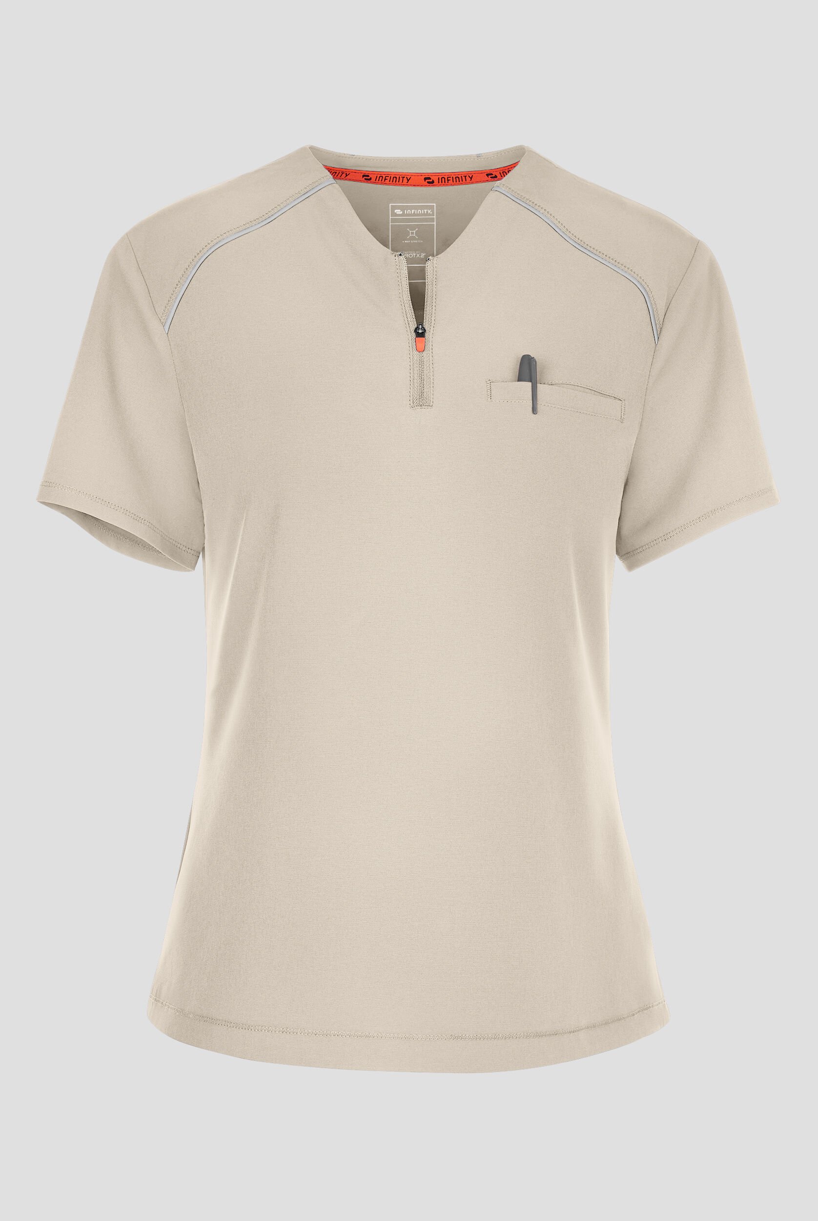 Infinity GNR8 Women's 1-Pocket STRETCH Tuck In Henley Mock Neck