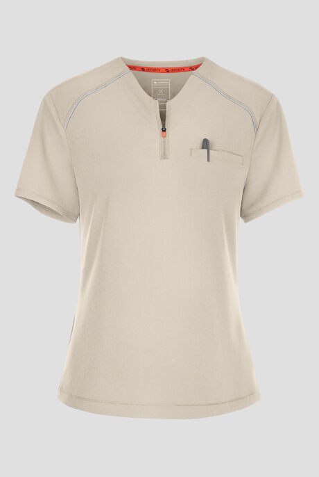 Infinity GNR8 Women's 1-Pocket STRETCH Tuck In Henley Mock Neck Scrub Top