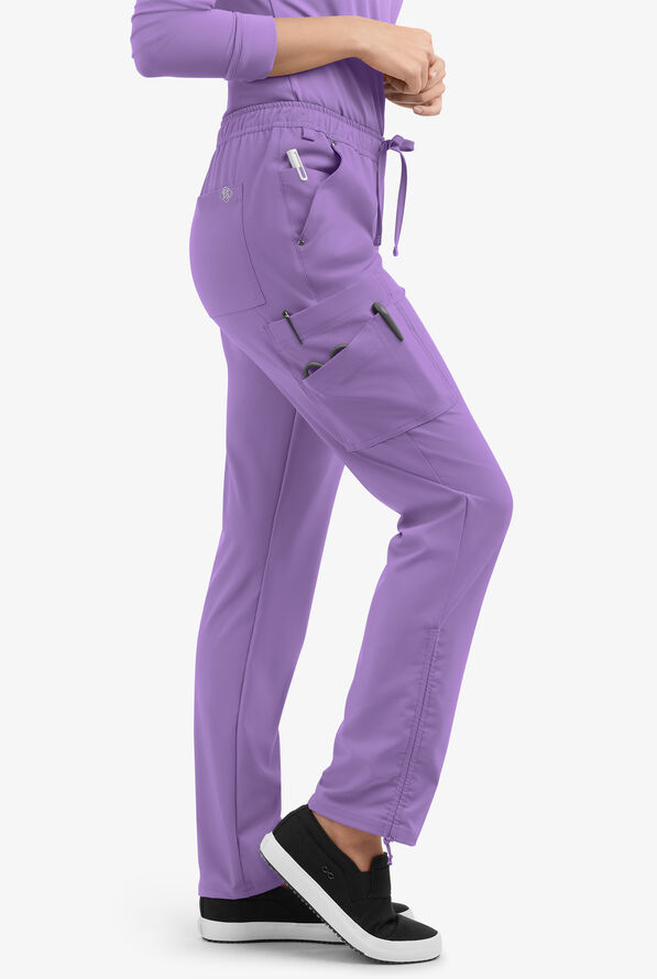 Easy STRETCH Halle Women's 11-Pocket Ruched Leg Jogger Scrub Pants - Petite - Ultraviolet Light - 2