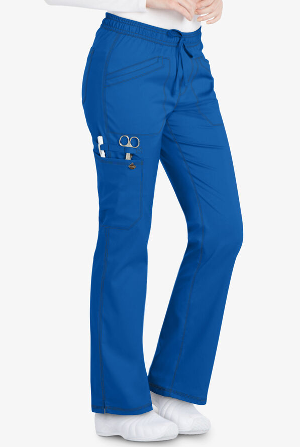 Dickies Essence Women's 4-Pocket STRETCH Drawstring Cargo Scrub Pants - Tall - Royal - 1
