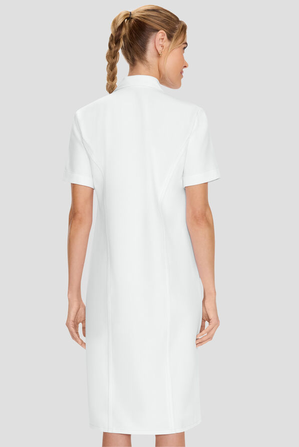 Cherokee Workwear Originals Ultra Women's 2-Pocket Button Front Scrub Dress - White - 4