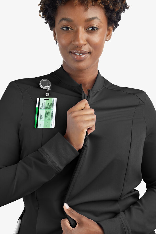 Chaqueta médica manga larga ReSurge Quartz con 6 bolsillos y cremallera para mujer - Black - 5