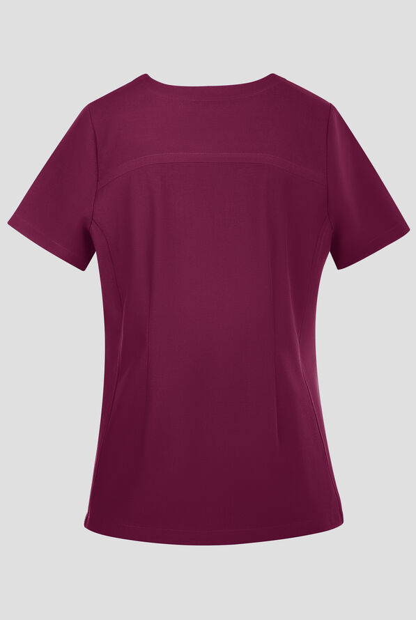 Healing Hands Quest Briana Women's 3-Pocket STRETCH Y-Neck Scrub Top - Wine - 2
