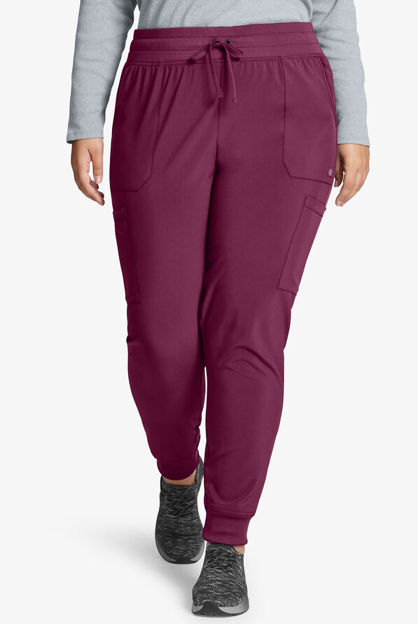 Dickies EDS Essentials Women's 6-Pocket STRETCH Cargo Jogger Scrub Pants - Petite - Wine - 1