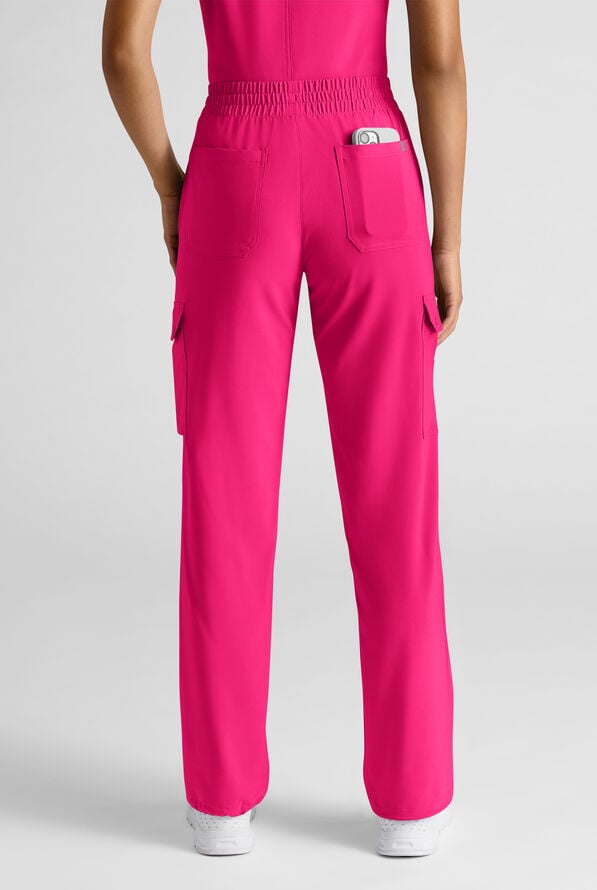 Easy STRETCH Ayo Women's 10-Pocket Cargo Scrub Pants - Reactive Pink - 2