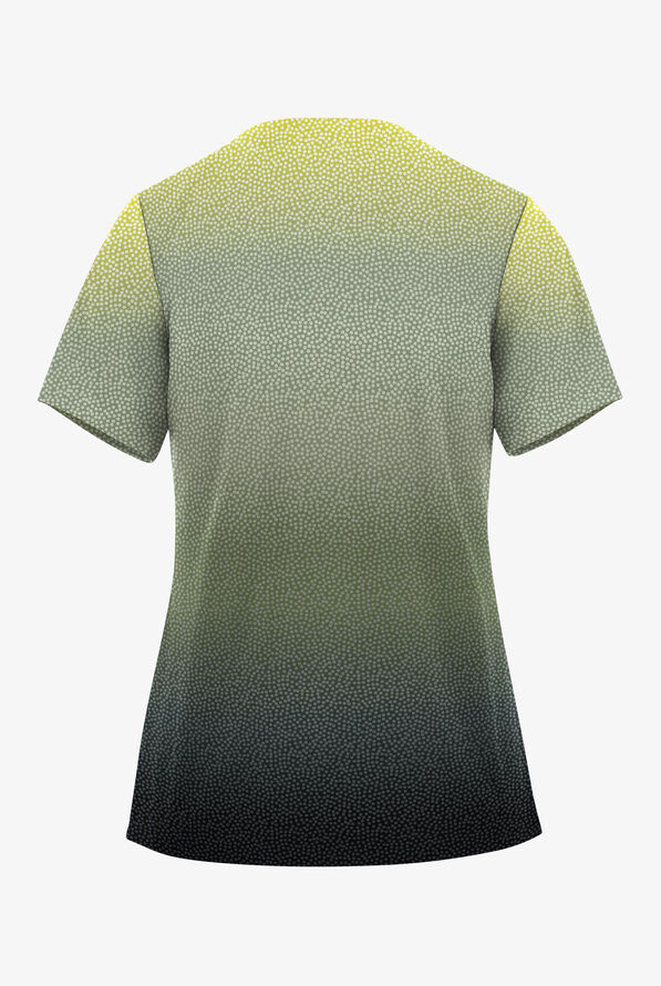 Easy STRETCH Pixel Ombre Women's 2-Pocket V-Neck Print Scrub Top - null - 2