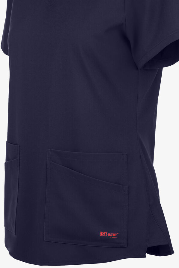 Grey's Anatomy by Barco Spandex STRETCH Emma Women's 4-Pocket V-Neck Scrub Top - Indigo - 4