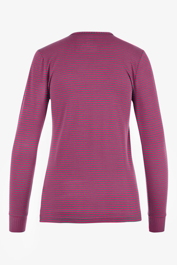 WonderWink Women's STRETCH Pewter/Hot Pink Long Sleeve Striped Knit Underscrub - null - 2